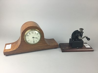 Lot 196 - AN EARLY 20TH CENTURY AMERICAN AUTOMATIC PENCIL SHARPENER AND A MANTEL CLOCK