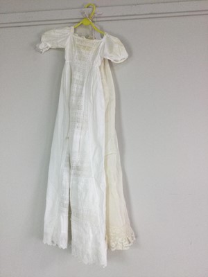 Lot 164 - A LACE EMBROIDERED CHRISTENING DRESS WITH UNDERSKIRT AND SHAWL