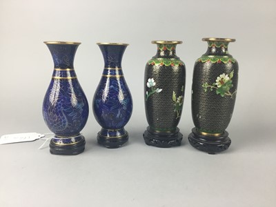 Lot 174 - A PAIR OF CHINESE CLOISONNE VASES AND ANOTHER PAIR