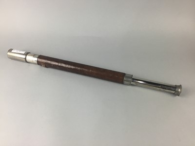 Lot 167 - A LEATHER CASED PLATED METAL TELESCOPE
