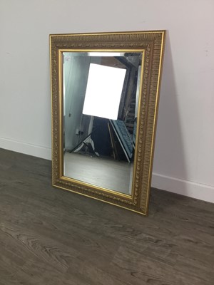 Lot 587 - A 20TH CENTURY RECTANGULAR GILT FRAMED WALL MIRROR AND ANOTHER