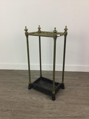 Lot 536 - A BRASS SIX DIVISION STICK STAND