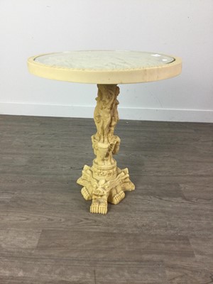 Lot 537 - A RESIN CIRCULAR TABLE AND MATCHING VASE