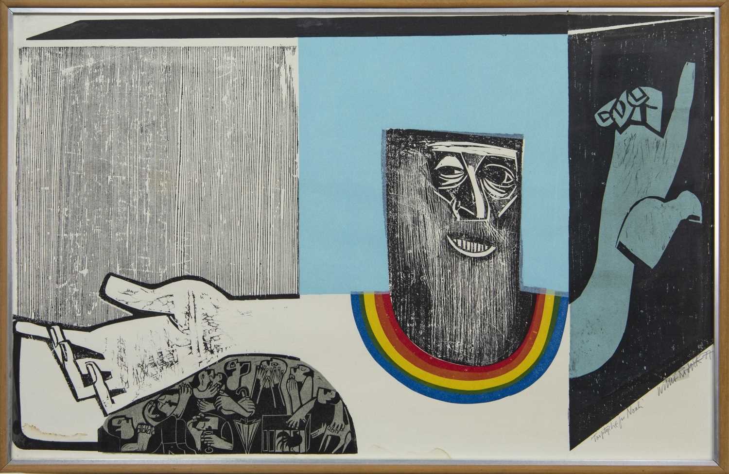 Lot 53 - TRIPTYCHE FOR NOAH, A LARGE WOODBLOCK PRINT BY WILLIE RODGER
