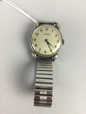 Lot 543 - A VINTAGE GENT'S ROMER STAINLESS STEEL WRIST WATCH