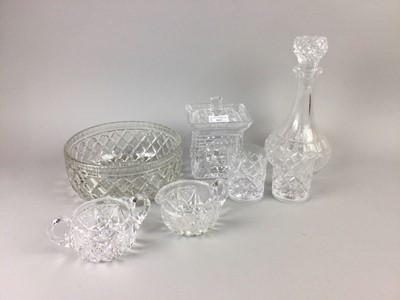 Lot 553 - A LOT OF FOUR CRYSTAL DECANTERS ALONG WITH OTHER CRYSTAL WARE