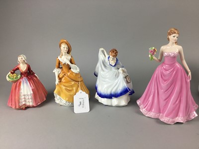 Lot 559 - A ROYAL DOULTON FIGURE OF 'PAMELA' AND THREE OTHER FIGURES