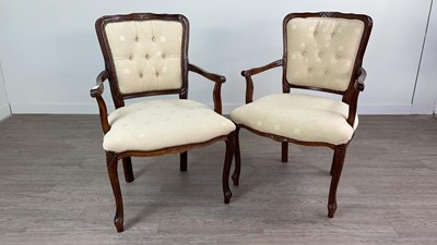 Lot 609 - A PAIR OF REPRODUCTION ELBOW CHAIRS