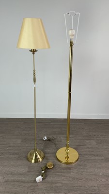 Lot 607 - A MODERN BRASS FLOOR LAMP AND ANOTHER