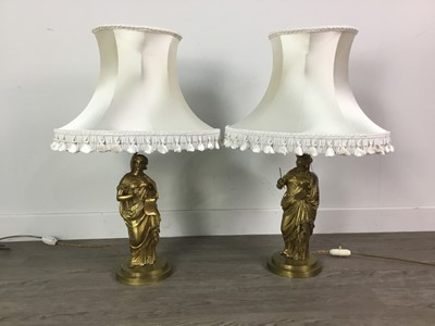 Lot 613 - A PAIR OF GILDED FIGURE TABLE LAMPS