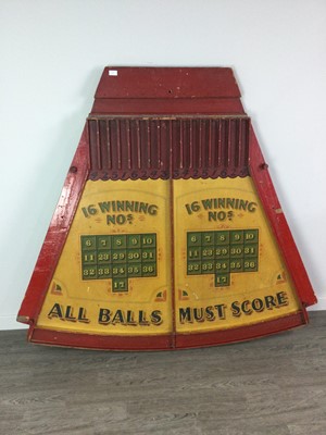 Lot 1140 - A HAND PAINTED WOOD FAIRGROUND GAMING BOARD