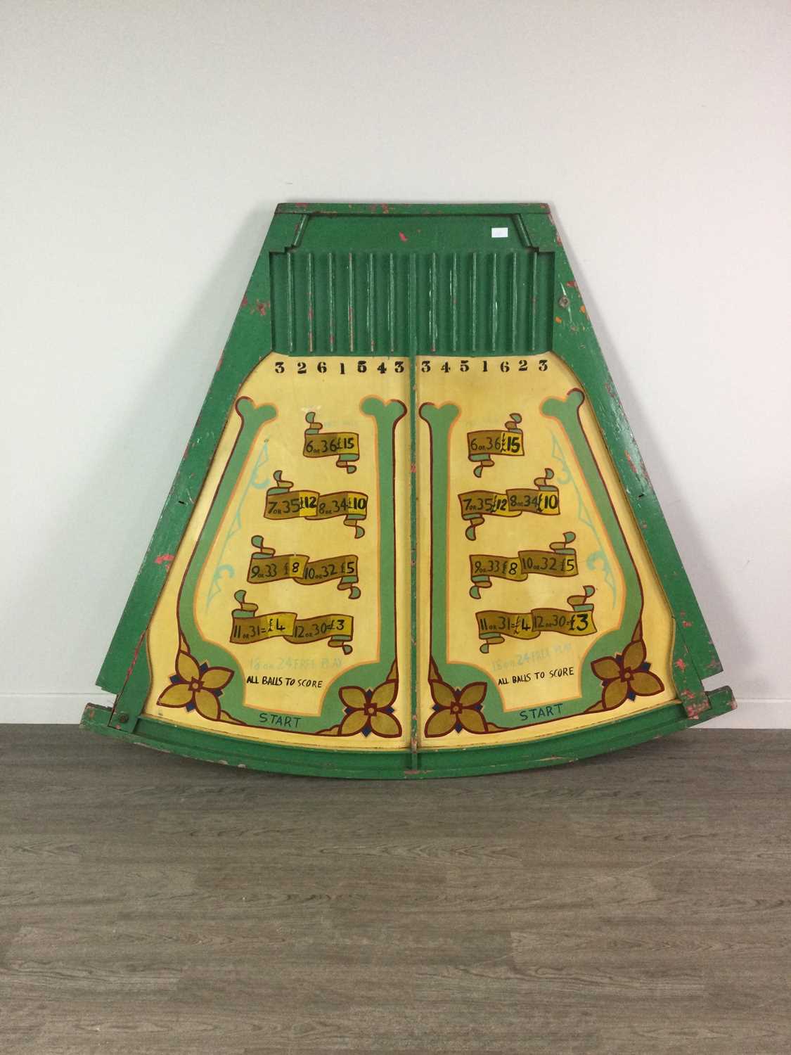 Lot 1139 - A HAND PAINTED WOOD FAIRGROUND GAMING BOARD