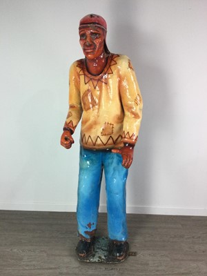 Lot 1135 - A PAINTED COMPOSITION/FIBREGLASS FAIRGROUND FIGURE OF A NATIVE AMERICAN INDIAN