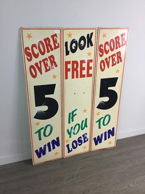 Lot 1127 - THREE PAINTED WOOD FAIRGROUND SIGNS