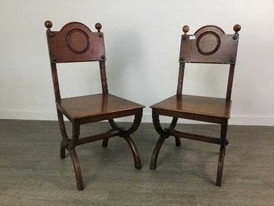 Lot 76 - A PAIR OF OAK HALL CHAIRS AND A BEDROOM CHAIR