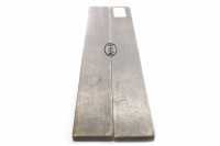 Lot 895 - TWO MID 20TH CENTURY CHINESE CAST METAL SCROLL...