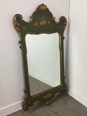 Lot 1123 - A 19TH CENTURY GILTWOOD AND PAINTED MIRROR