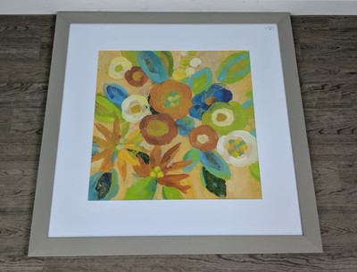 Lot 206 - A CONTEMPORARY FLORAL PRINT AND FIVE OTHER FRAMED PRINTS