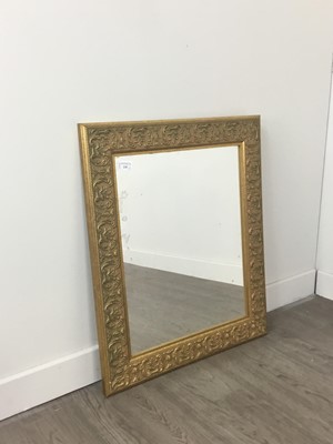 Lot 218 - A GILT FRAMED RECTANGULAR WALL MIRROR AND A CIRCULAR WALL MIRROR