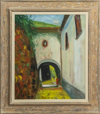 Lot 52 - ARCHWAY, BARGA, AN OIL BY JOHN BELLANY