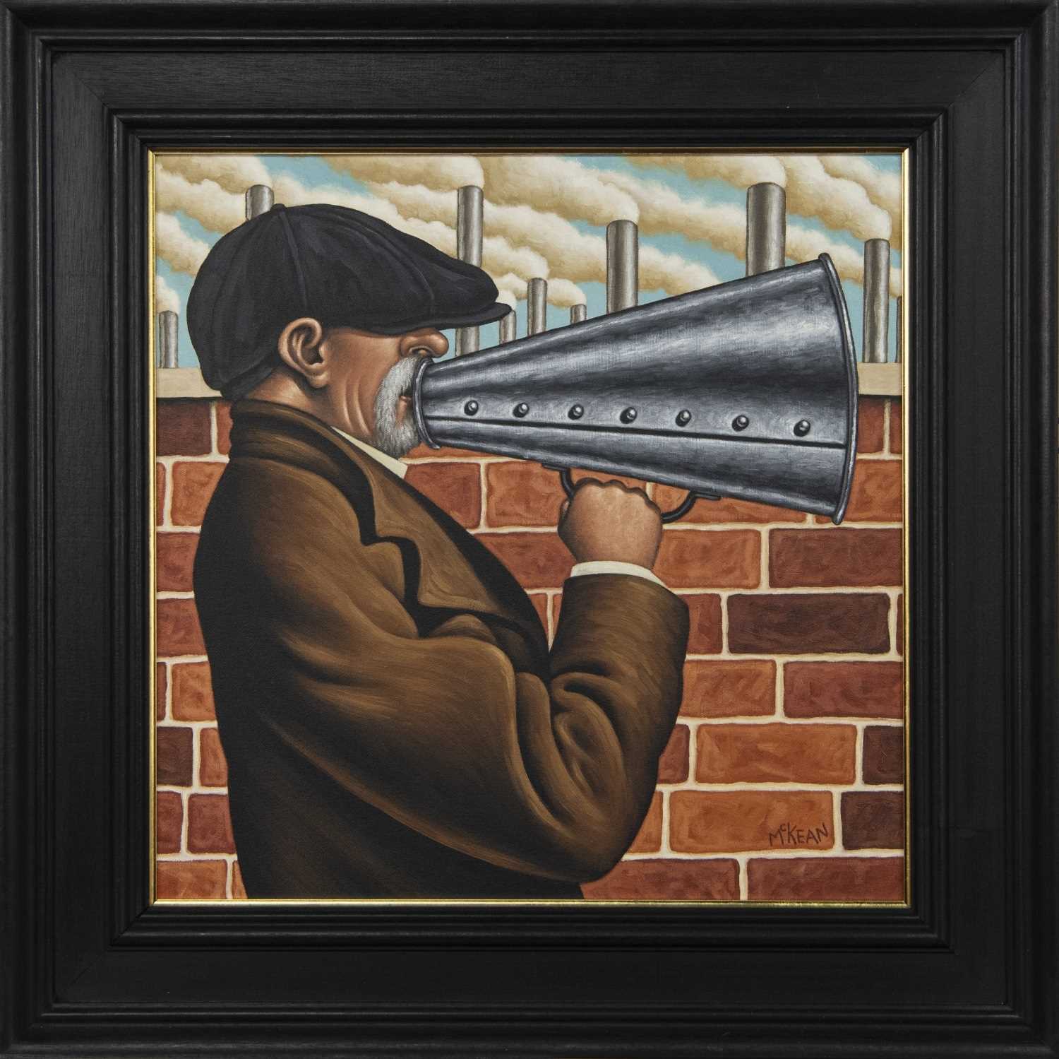 Lot 193 - PARTY POLITICAL BROADCAST, AN OIL BY GRAHAM MCKEAN