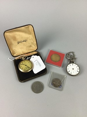 Lot 15 - A VICTORIAN 1889 CROWN, OTHER COINS AND WATCHES