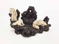 Lot 907 - EARLY 20TH CENTURY IVORY AND WOOD CARVING the...