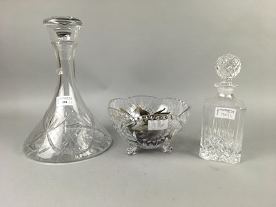 Lot 194 - A SHIPS' STYLE DECANTER AND OTHERS