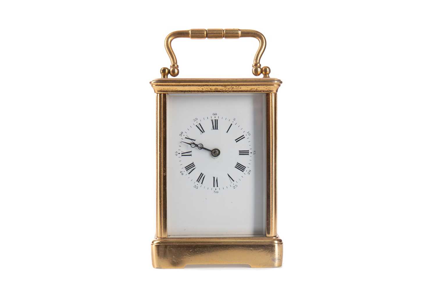 Lot 597 - A LATE 19TH/EARLY 20TH CENTURY BRASS CARRIAGE CLOCK