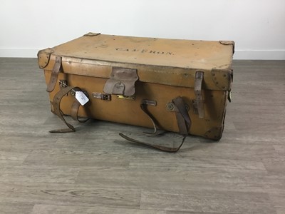 Lot 100 - A CIRCA 1930S LEATHER TRAVELLING TRUNK