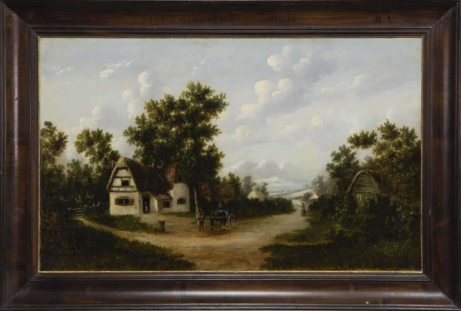 Lot 323 - RURAL SCENE, AN OIL ATTRIBUTED TO GEORGE LARA