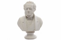 Lot 1108 - VICTORIAN PARIANWARE BUST OF EARL DERBY circa...