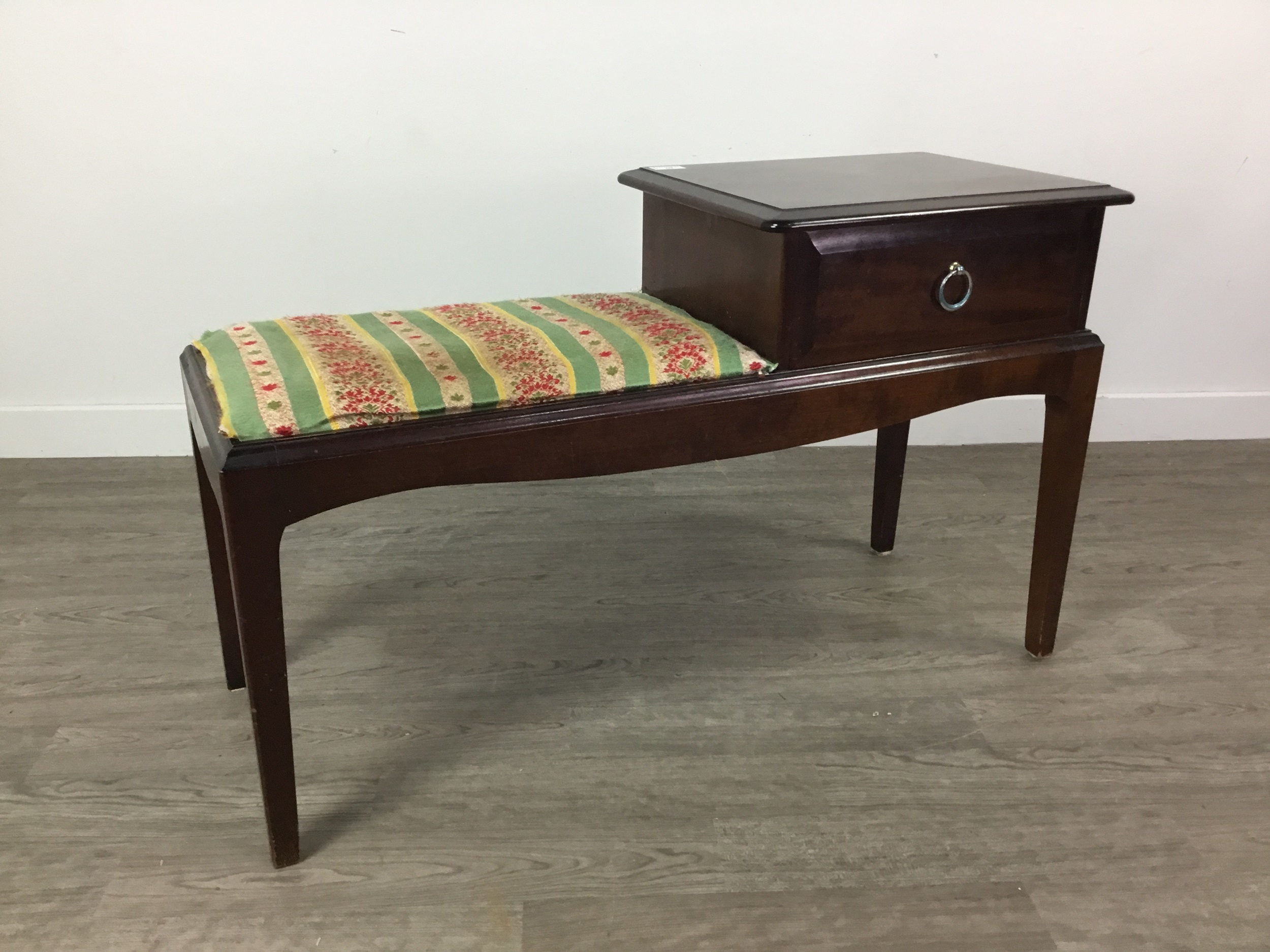 Lot 228 A MAHOGANY TELEPHONE TABLE AND A BOOKCASE