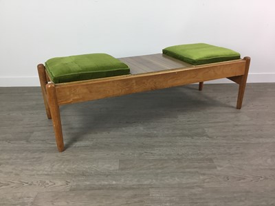 Lot 229 - A RETRO TEAK COFFEE TABLE/BENCH