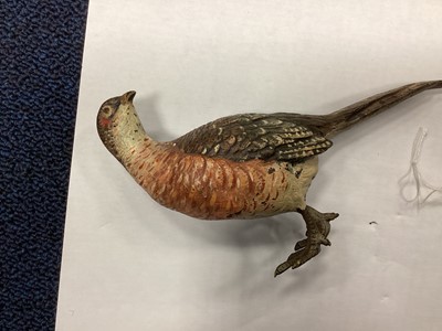 Lot 1163 - THREE COLD PAINTED BRONZE GAME BIRDS