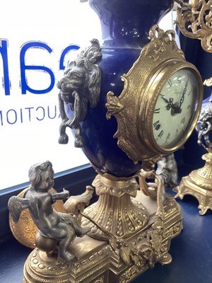 Lot 620 - A REPRODUCTION 'IMPERIAL' CLOCK GARNITURE