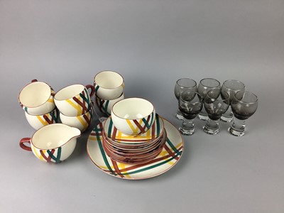 Lot 294 - A WADE ROYAL VICTORIA ARTISAN PART TEA SERVICE AND SIX LIQUEUR GLASSES