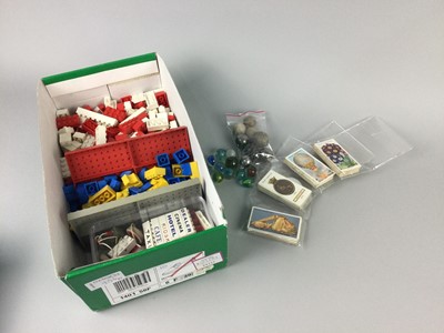 Lot 254 - A COLLECTION OF MID CENTURY MARBLES, ALSO LEGO AND CIGARETTE CARDS