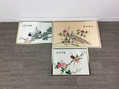 Lot 141 - A LOT OF THREE CHINESE EMBROIDERED SILKS