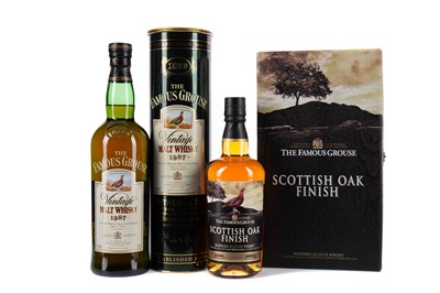 Lot 106 - FAMOUS GROUSE SCOTTISH OAK FINNISH, AND FAMOUS GROUSE 1987 MALT AGED 12 YEARS