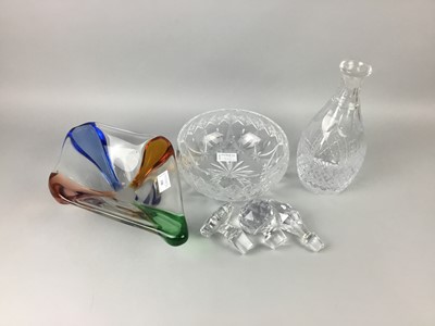 Lot 330 - AN ART GLASS COMPORT AND OTHER GLASS WARE