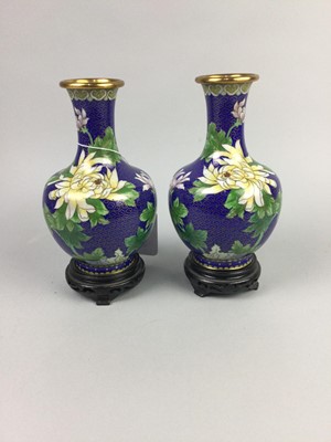 Lot 332 - A PAIR OF CHINESE CLOISONNE VASES