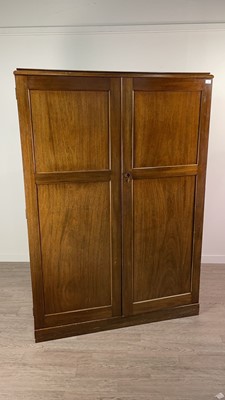 Lot 305 - A MAHOGANY TWO DOOR GENT'S WARDROBE