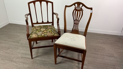 Lot 322 - A PAIR OF MAHOGANY SINGLE CHAIRS AND THREE OTHER CHAIRS