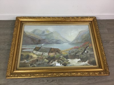 Lot 151 - HIGHLAND LOCH SCENE BY TINA BRASH ALONG WITH ANOTHER PAINTING