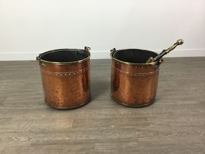 Lot 110A - A LOT OF TWO COPPER MILK BUCKETS AND BRASS WARE