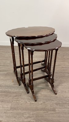 Lot 307 - A MAHOGANY NEST OF THREE TABLES