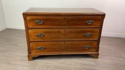 Lot 318 - A MAHOGANY  CHEST OF THREE DRAWERS