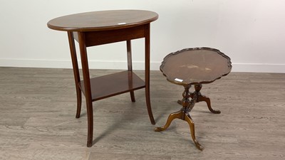 Lot 281 - A MAHOGANY  SHAPED OVAL TEA TABLE AND ANOTHER