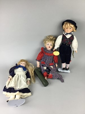 Lot 337 - A COLLECTION OF MODERN BISQUE HEADED DOLLS AND OTHER TOYS